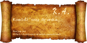 Komlóssy Aranka névjegykártya