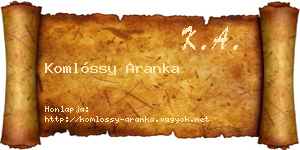 Komlóssy Aranka névjegykártya