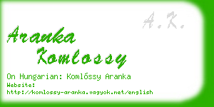 aranka komlossy business card